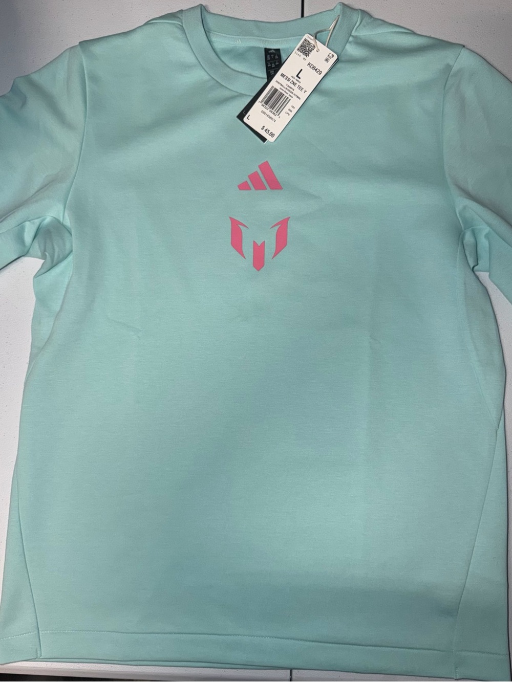 Adidas: Lionel Messi/Argentina Aqua/Pink Kids Shirt (Large)